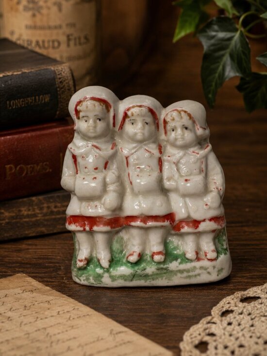 Other - Antique 1880s German Bisque Fairing Three Children Figurine